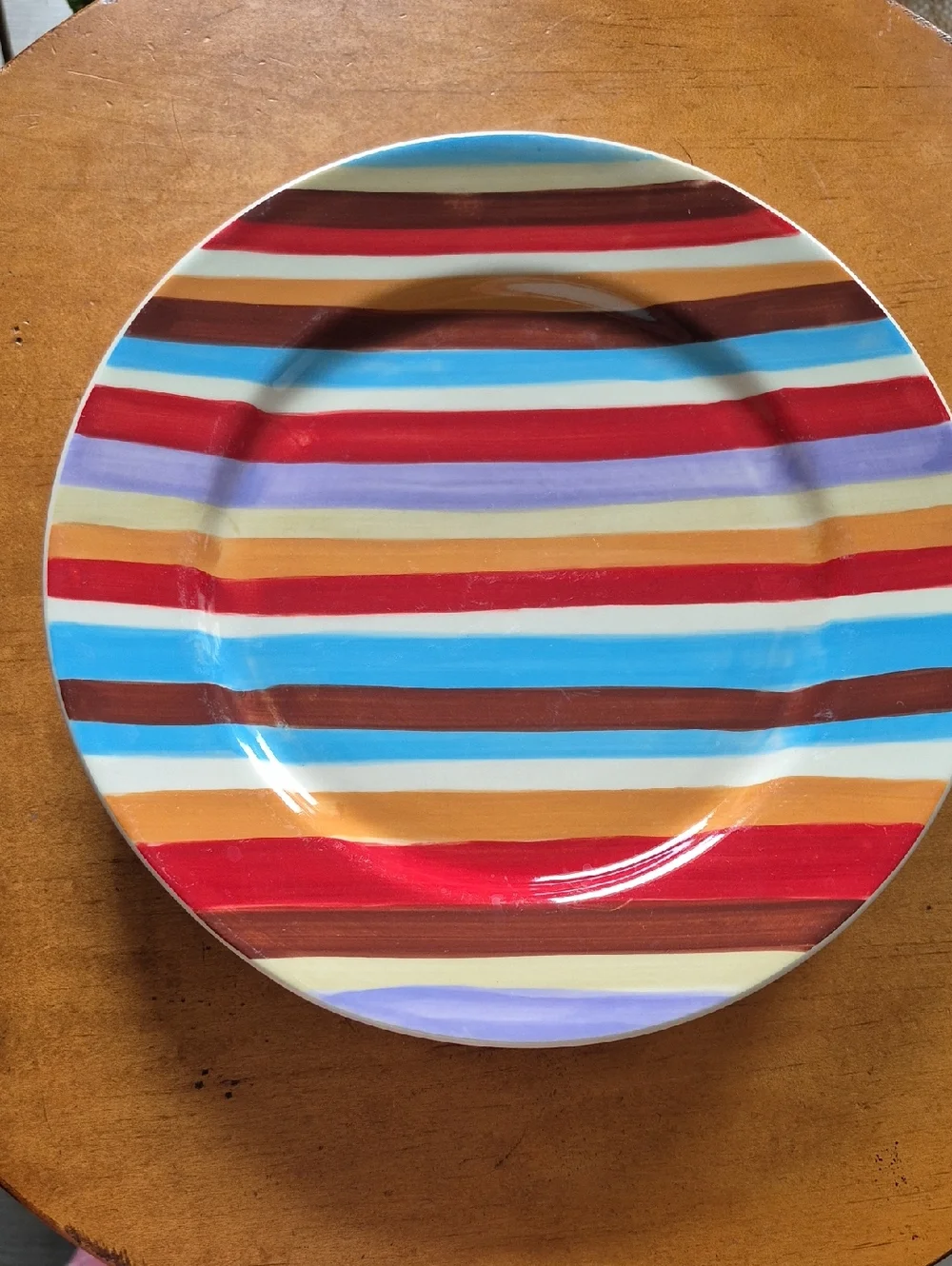 Pier 1 Urban Groove Striped Dinner Plates. Set Of 2